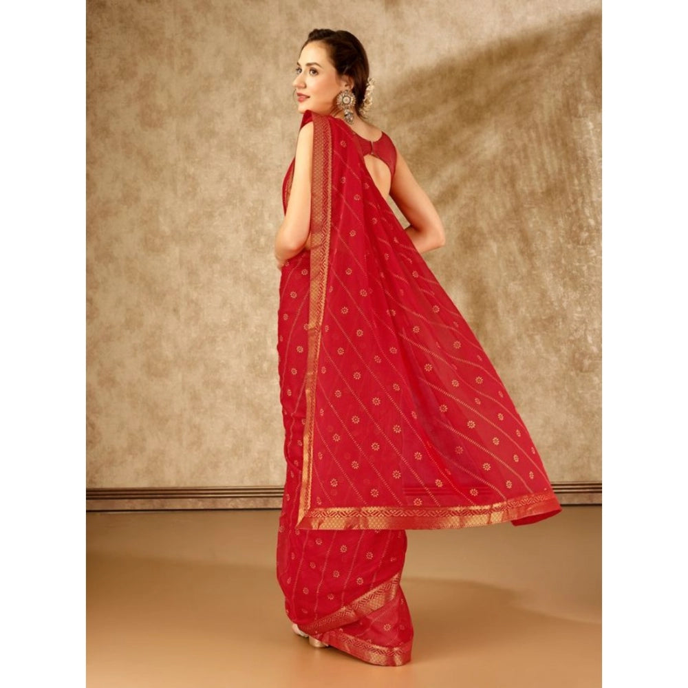 Zomto Bandhani Saree With Unstitched Blouse