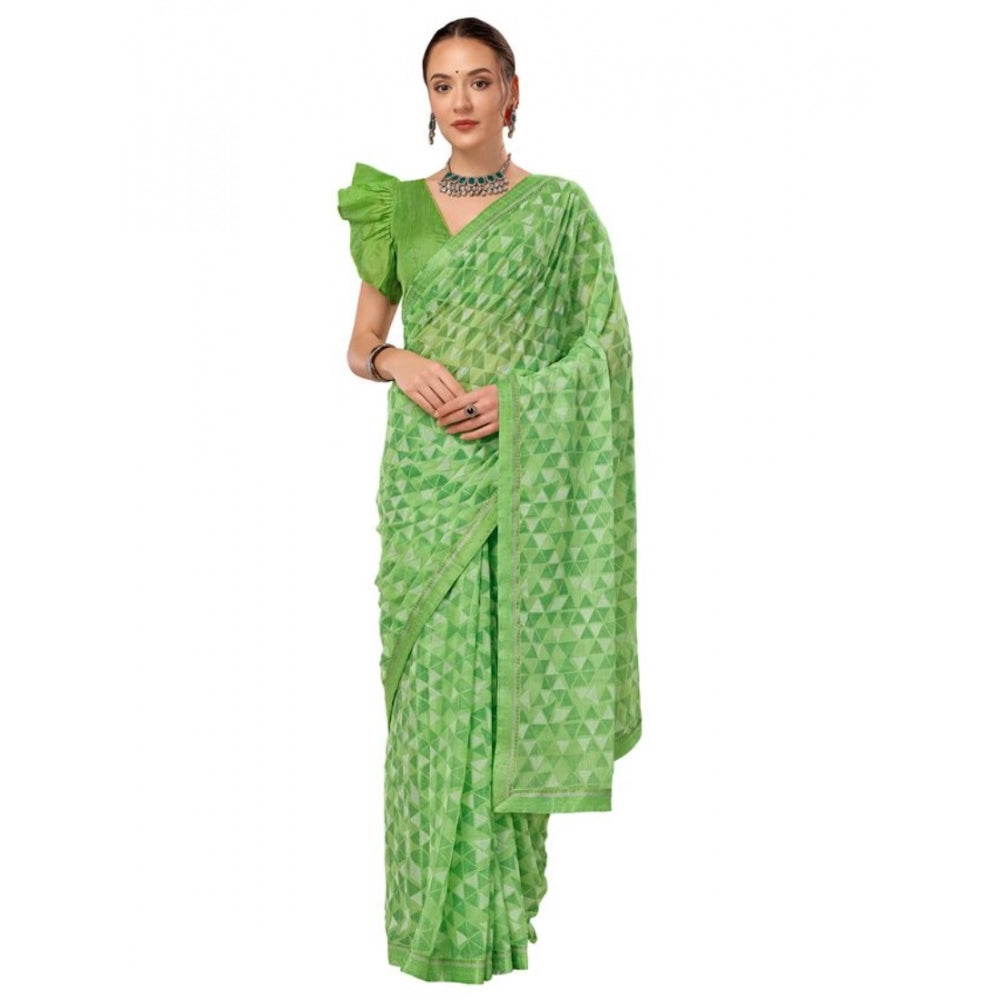 Zomto Printed Saree With Unstitched Blouse