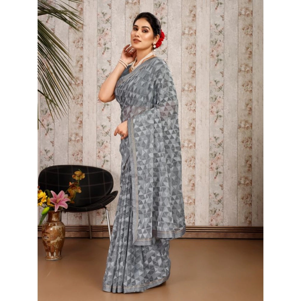 Zomto Printed Saree With Unstitched Blouse