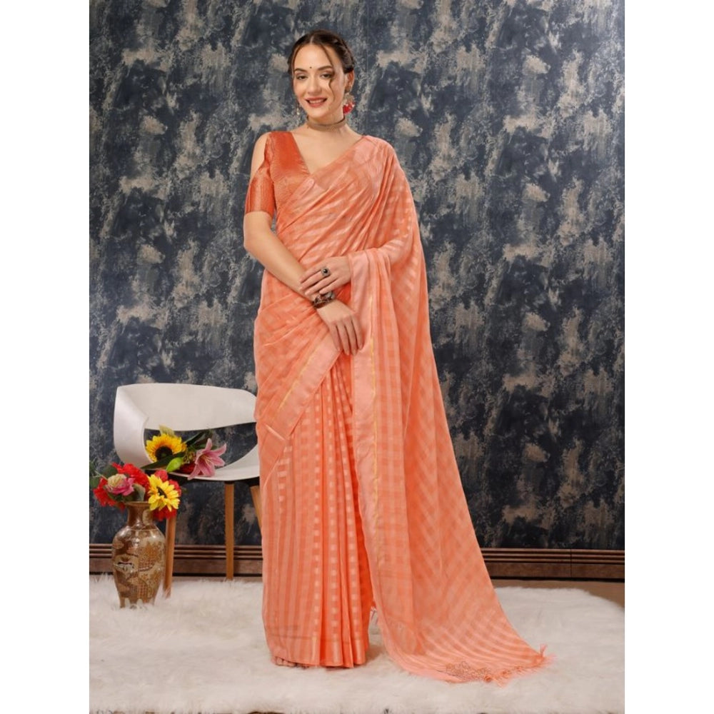 Chiffon Fabric Line Saree With Unstitched Blouse