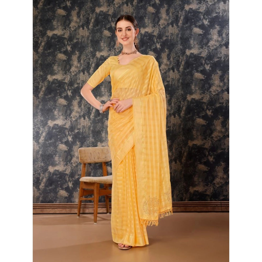 Chiffon Fabric Line Saree With Unstitched Blouse