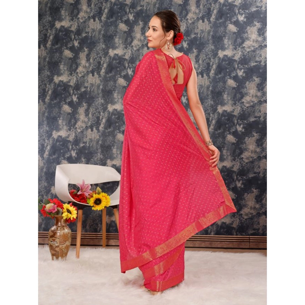 Vichitra Bandhani Saree With Unstitched Blouse