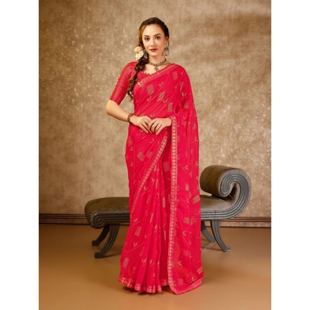 Zomto Patta Chiffon Saree With Unstitched Blouse