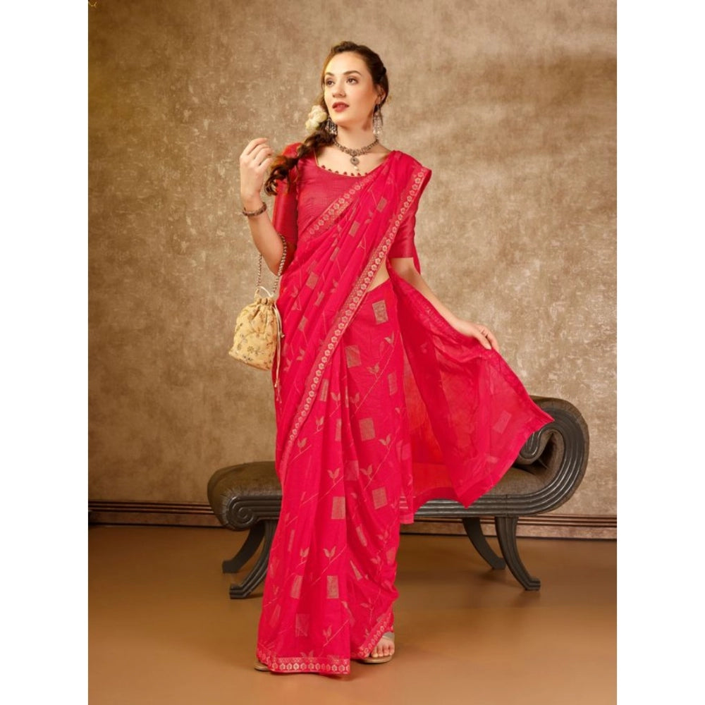 Zomto Patta Chiffon Saree With Unstitched Blouse