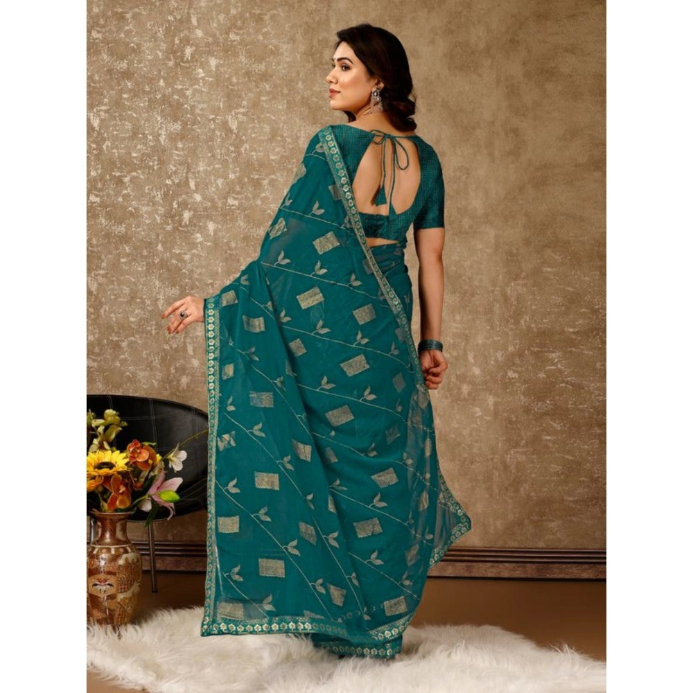 Zomto Patta Chiffon Saree With Unstitched Blouse