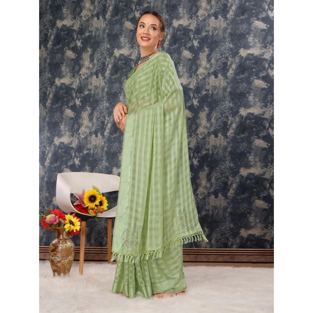 Chiffon Fabric Line Saree With Unstitched Blouse