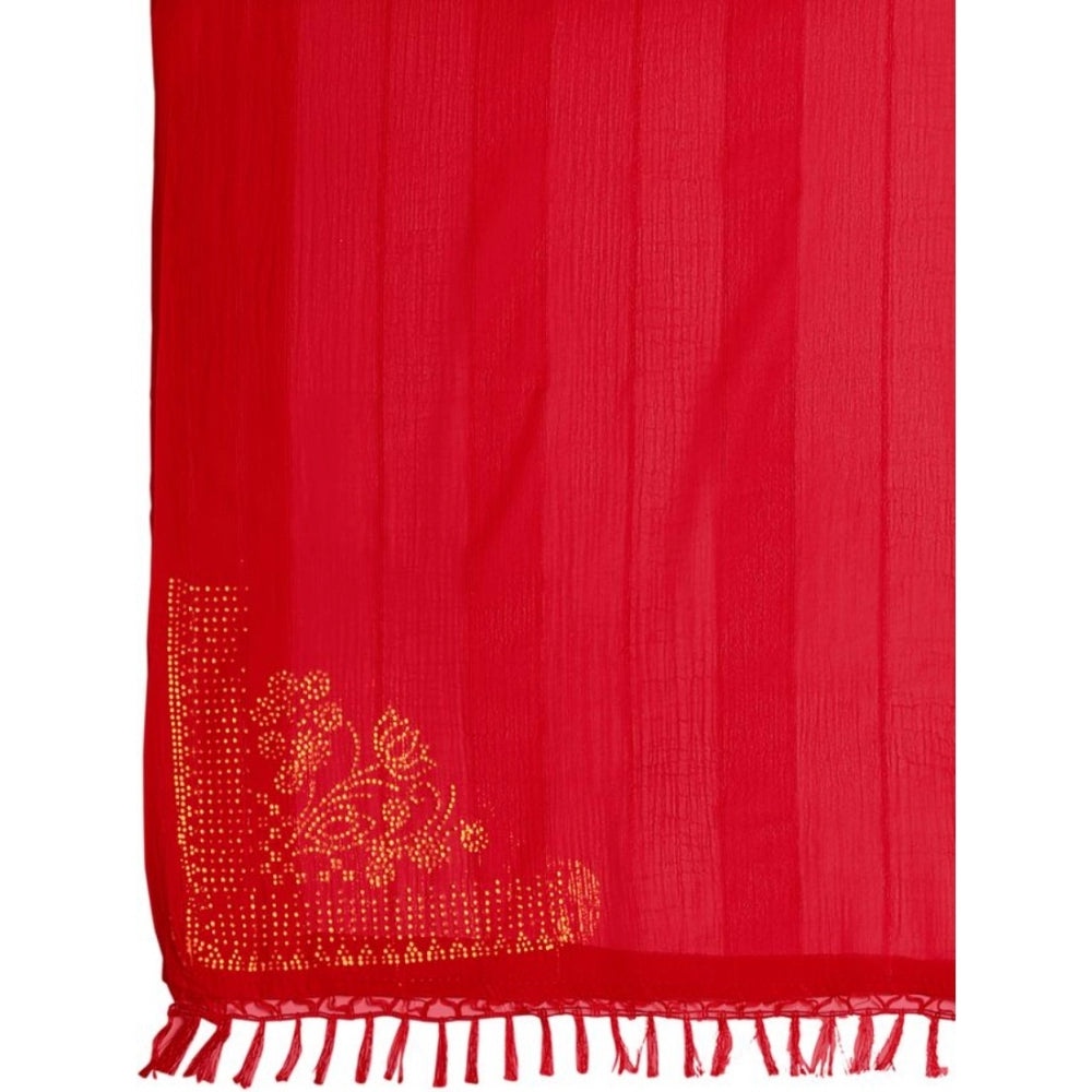 Chiffon Fabric Line Saree With Unstitched Blouse