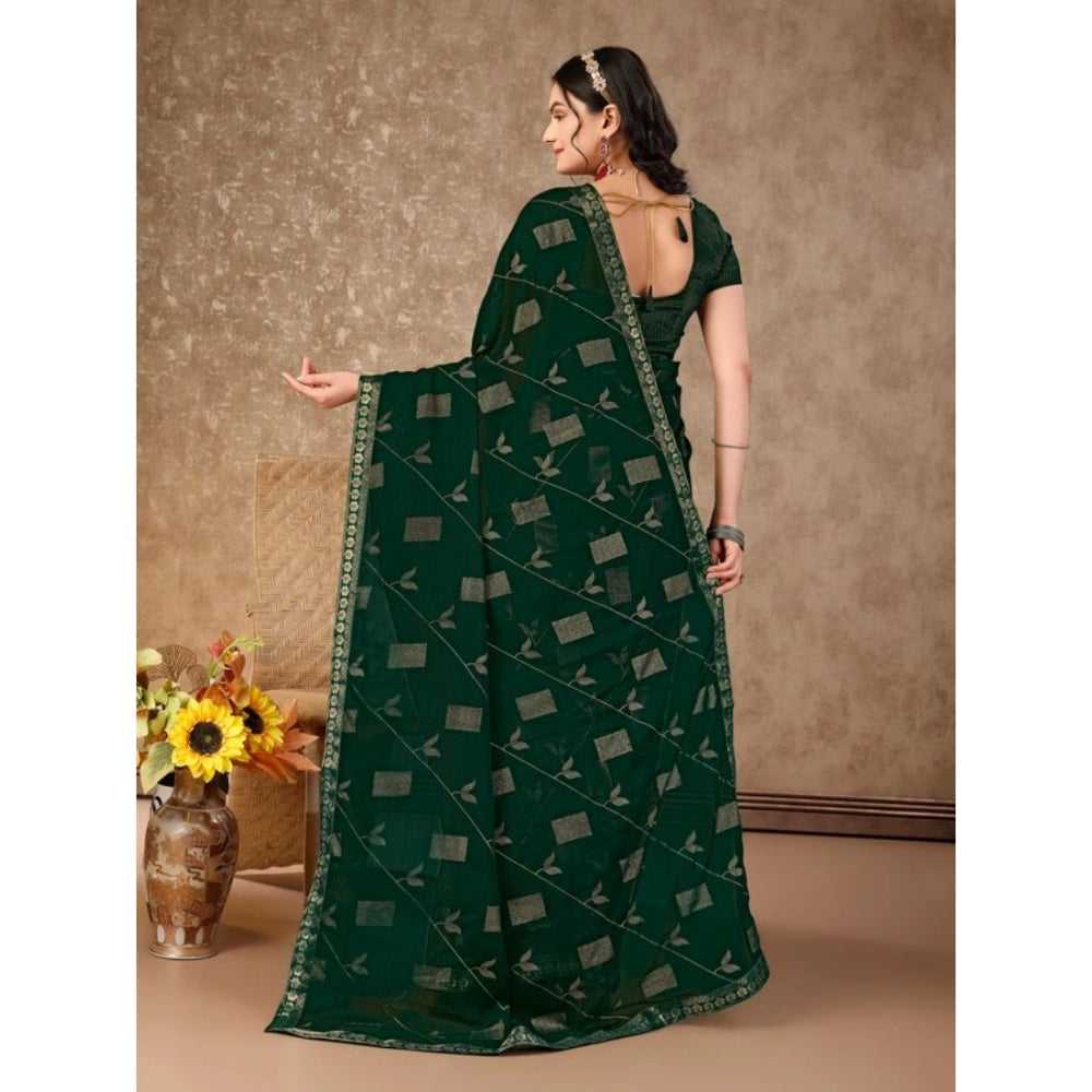 Zomto Patta Chiffon Saree With Unstitched Blouse