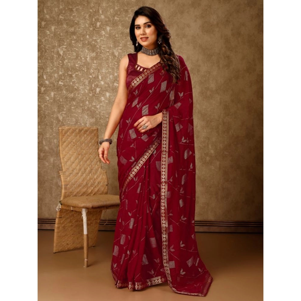 Zomto Patta Chiffon Saree With Unstitched Blouse