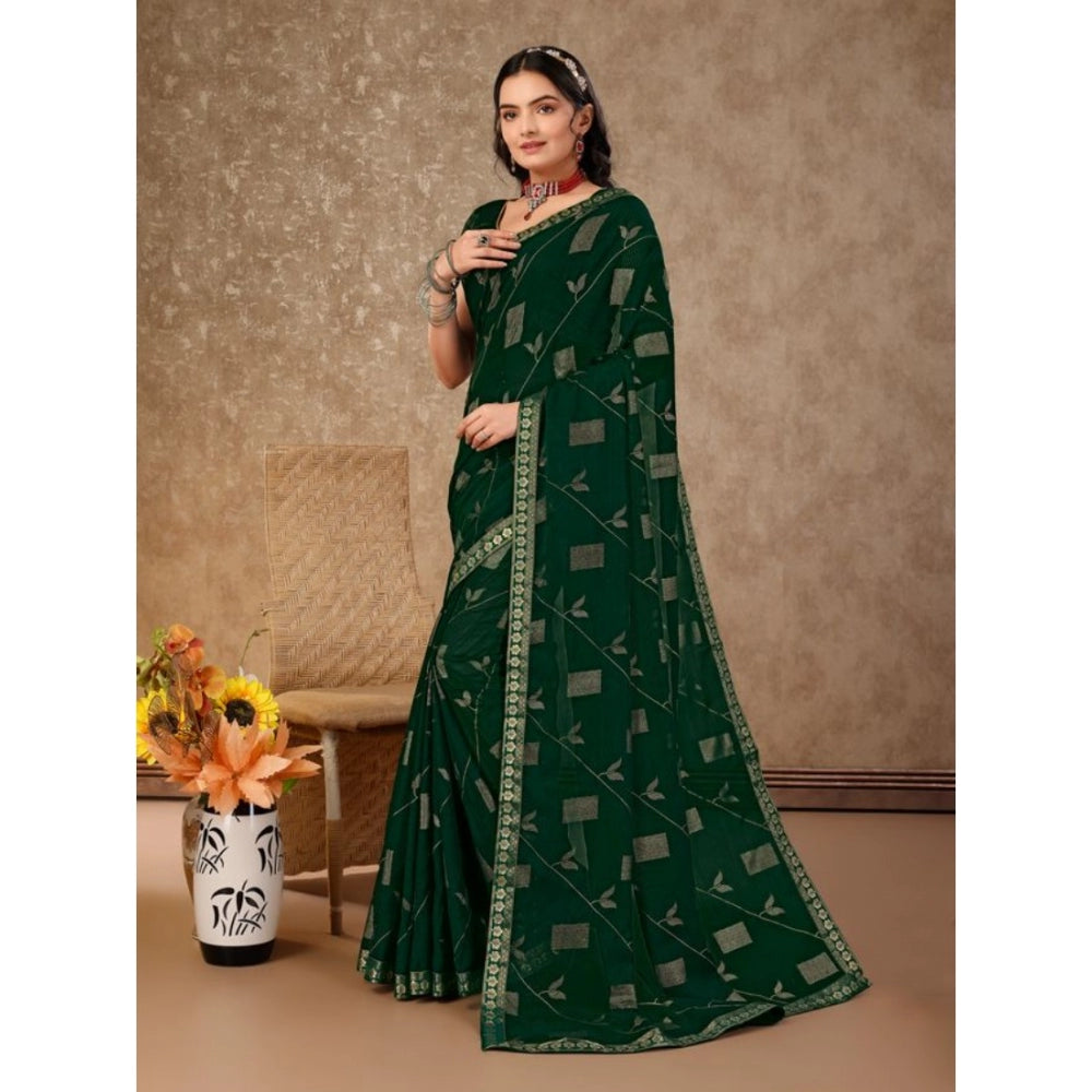 Zomto Patta Chiffon Saree With Unstitched Blouse