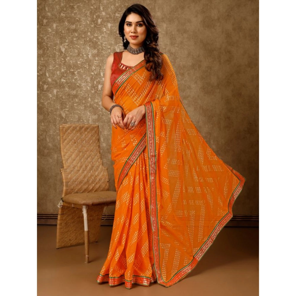 Zomto Zig Zag Saree With Unstitched Blouse