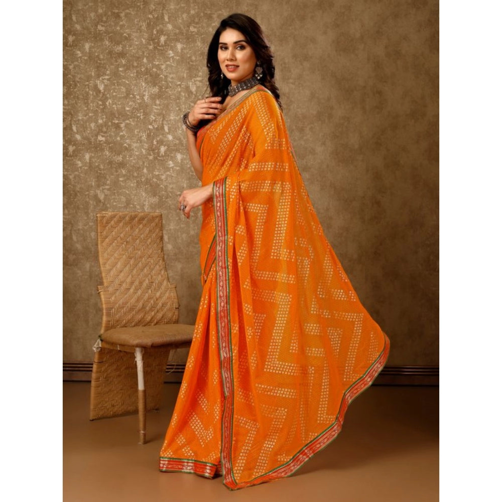 Zomto Zig Zag Saree With Unstitched Blouse