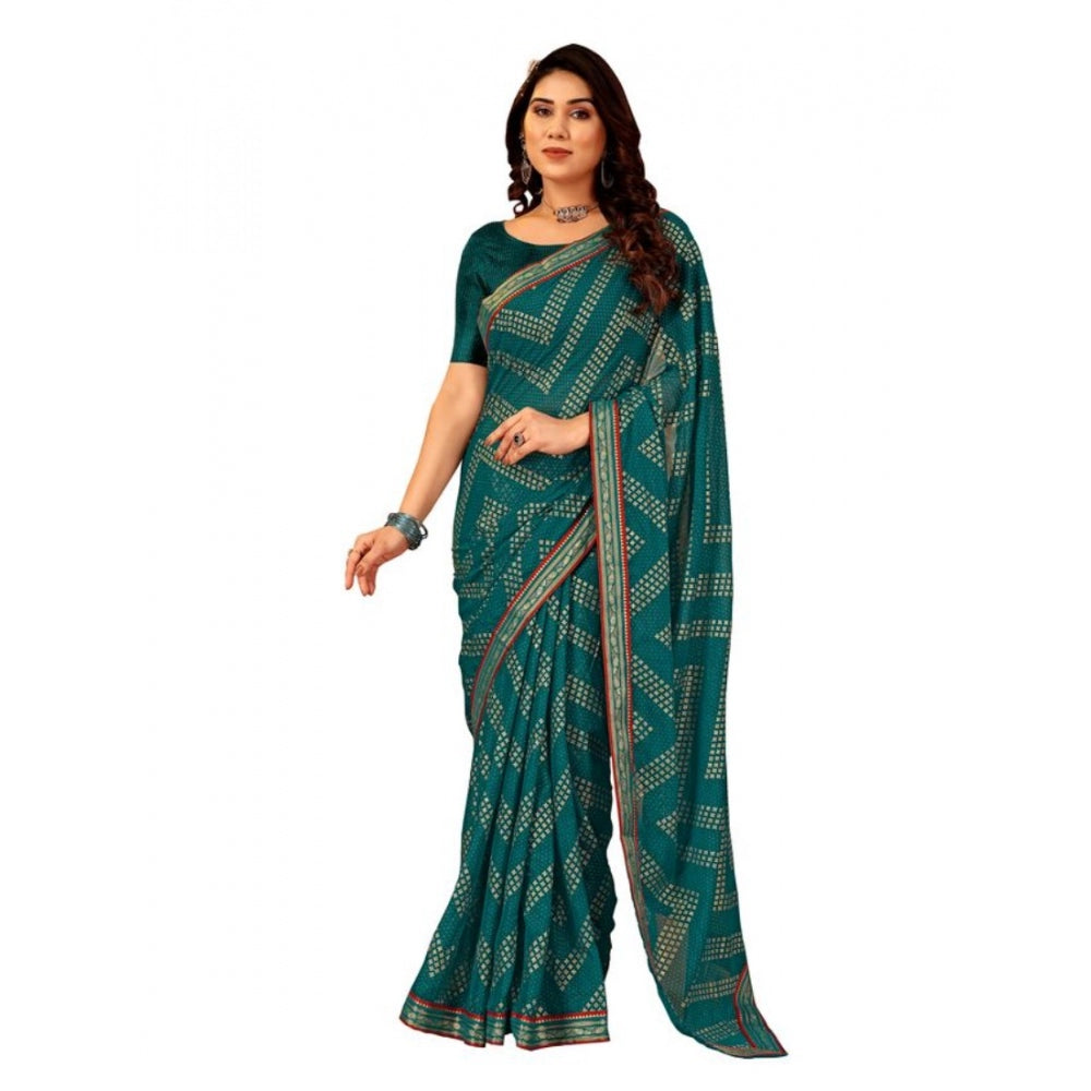 Zomto Zig Zag Saree With Unstitched Blouse