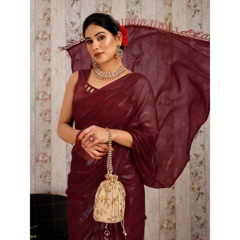 Chiffon Fabric Line Saree With Unstitched Blouse