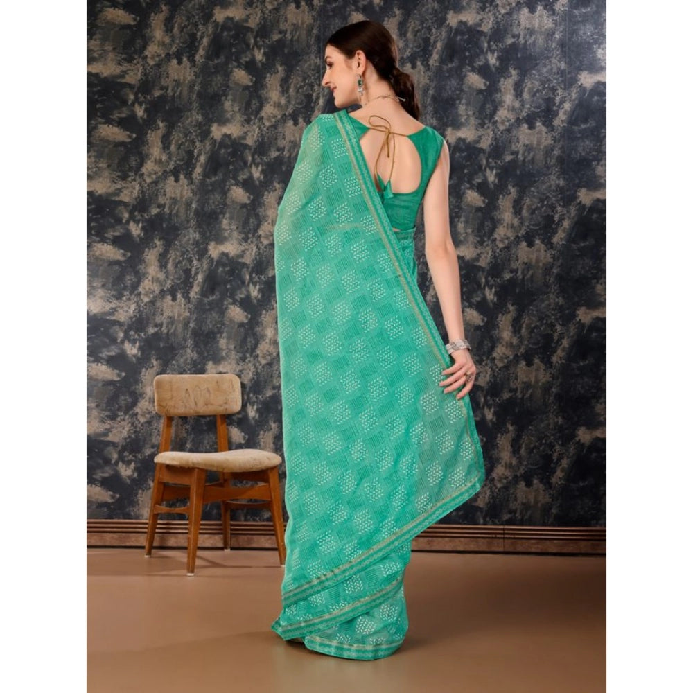 Zomto Cheked Saree With Unstitched Blouse