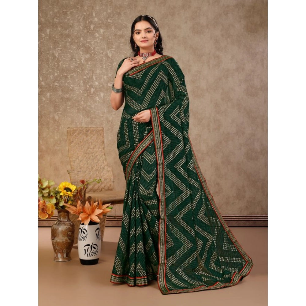 Zomto Zig Zag Saree With Unstitched Blouse