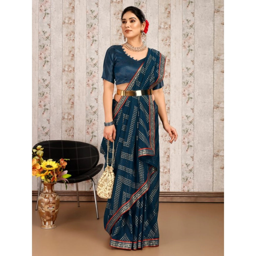 Zomto Zig Zag Saree With Unstitched Blouse