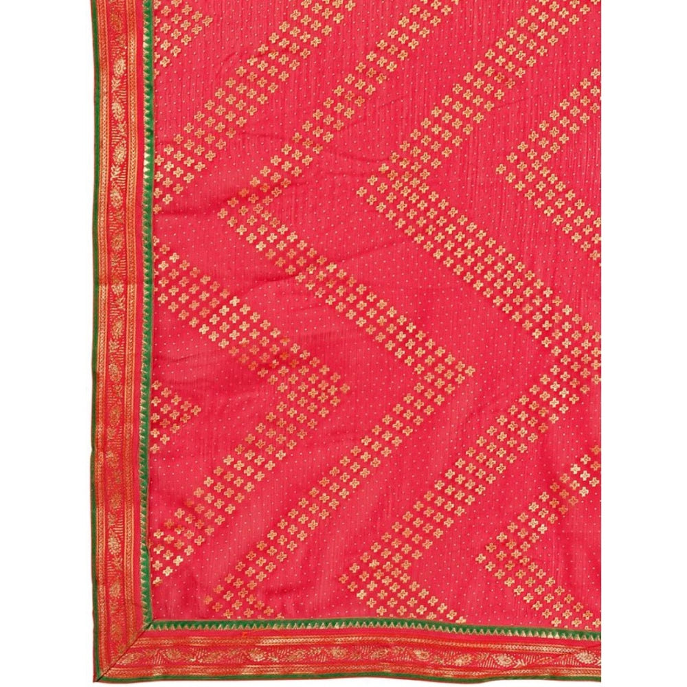 Zomto Zig Zag Saree With Unstitched Blouse