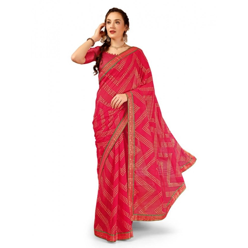 Zomto Zig Zag Saree With Unstitched Blouse