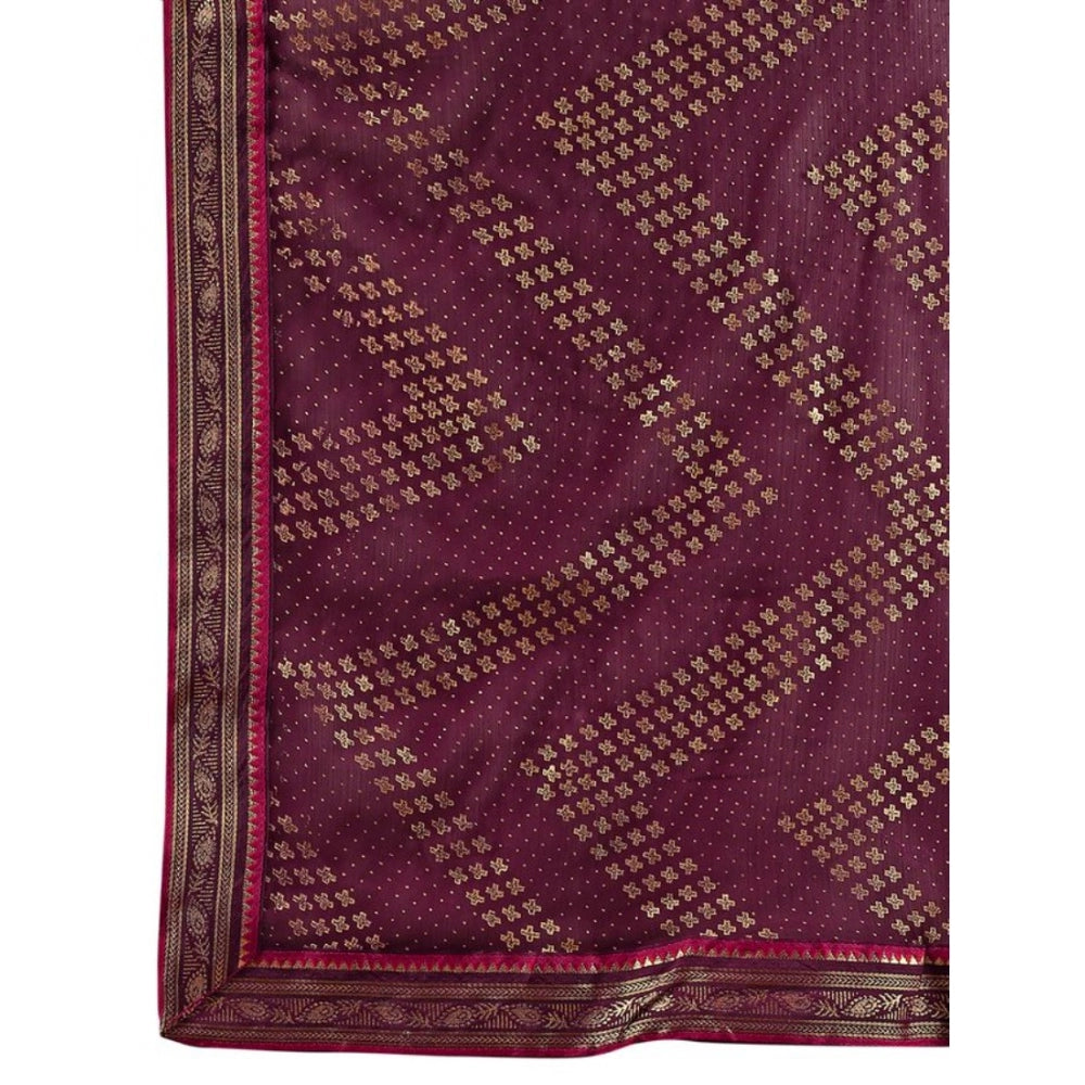 Zomto Zig Zag Saree With Unstitched Blouse