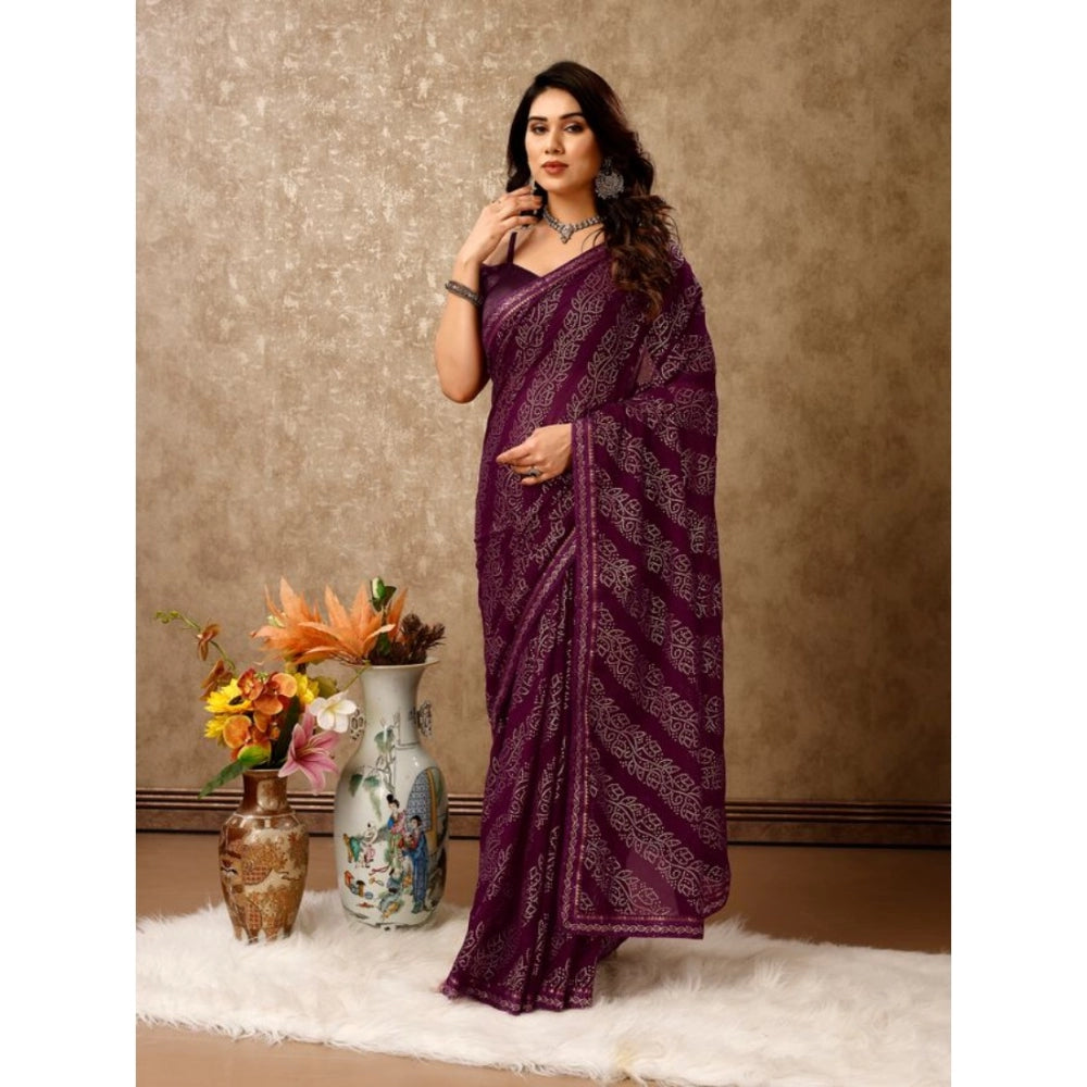 Zomto Bandhani Saree With Unstitched Blouse