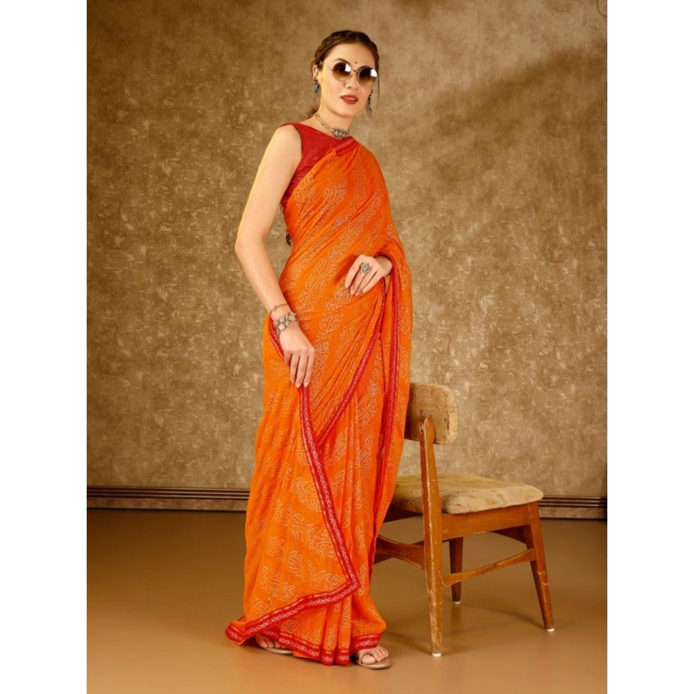 Zomto Bandhani Saree With Unstitched Blouse