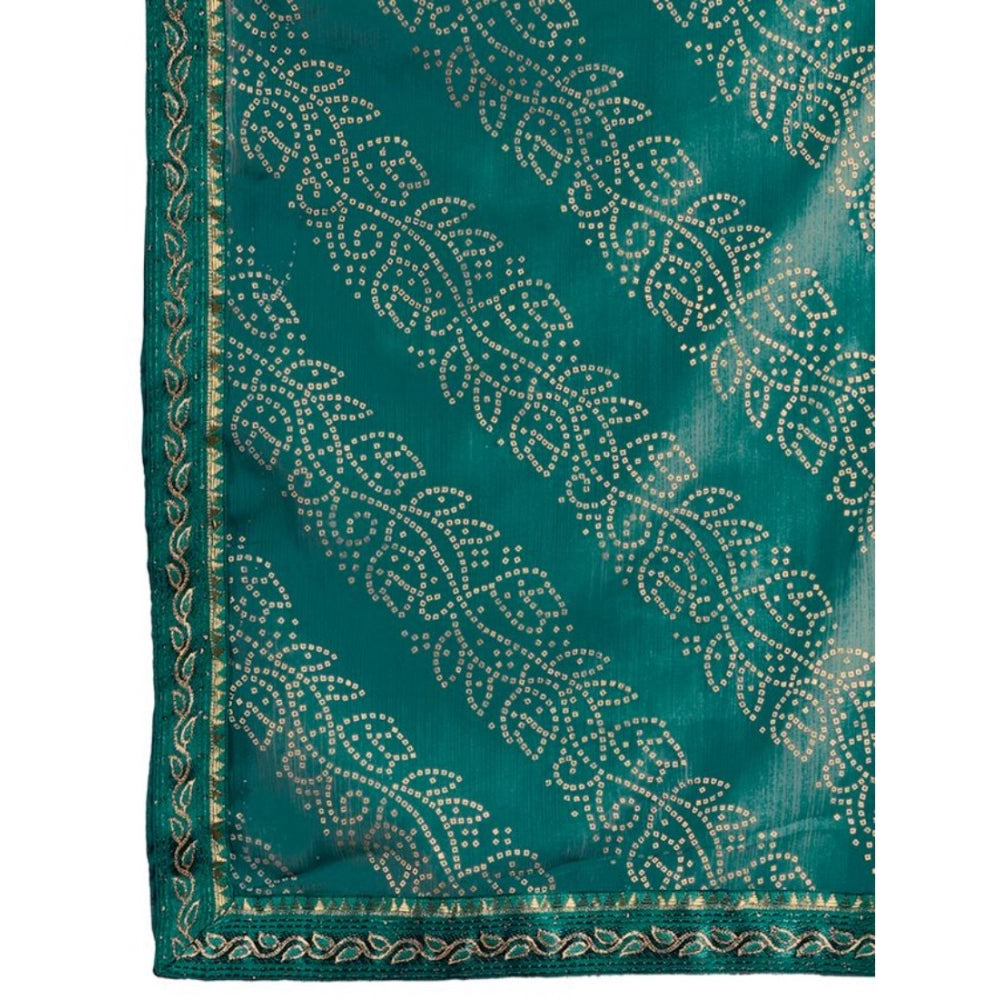 Zomto Bandhani Saree With Unstitched Blouse