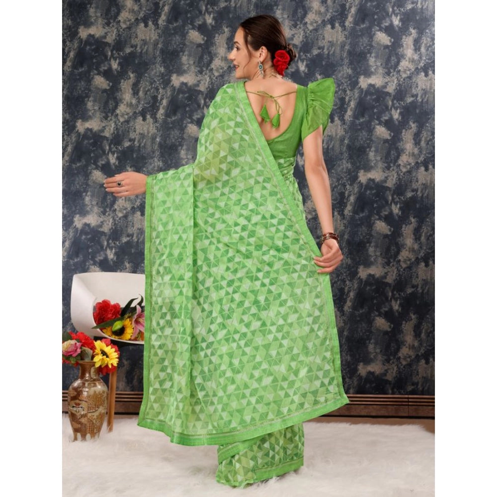 Zomto Printed Saree With Unstitched Blouse