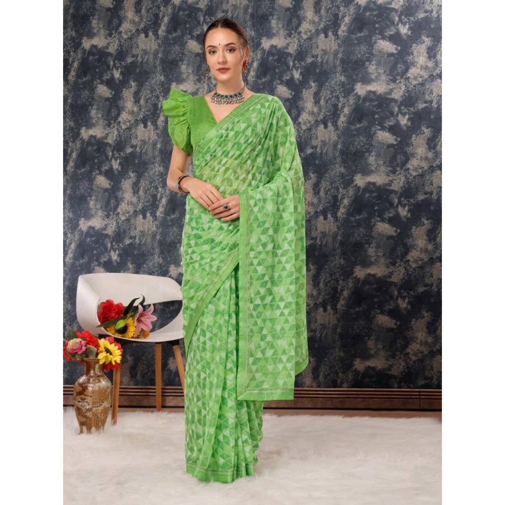 Zomto Printed Saree With Unstitched Blouse