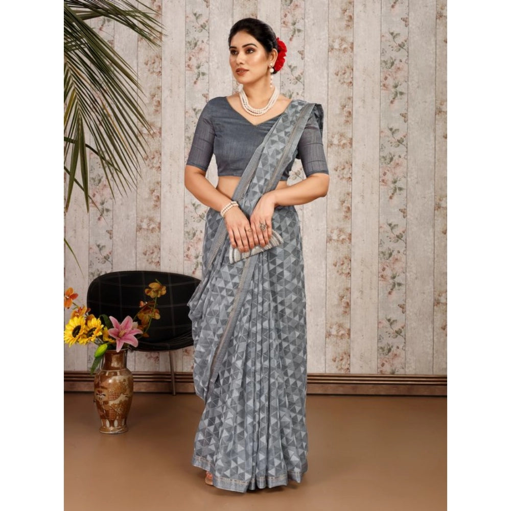 Zomto Printed Saree With Unstitched Blouse