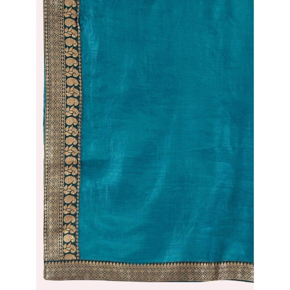 Vichitra Plain Saree With Unstitched Blouse