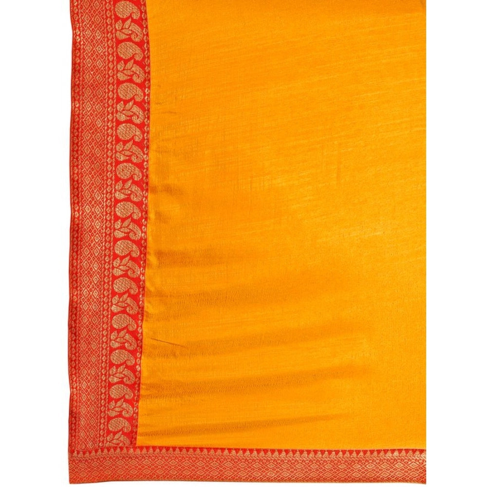 Vichitra Plain Saree With Unstitched Blouse