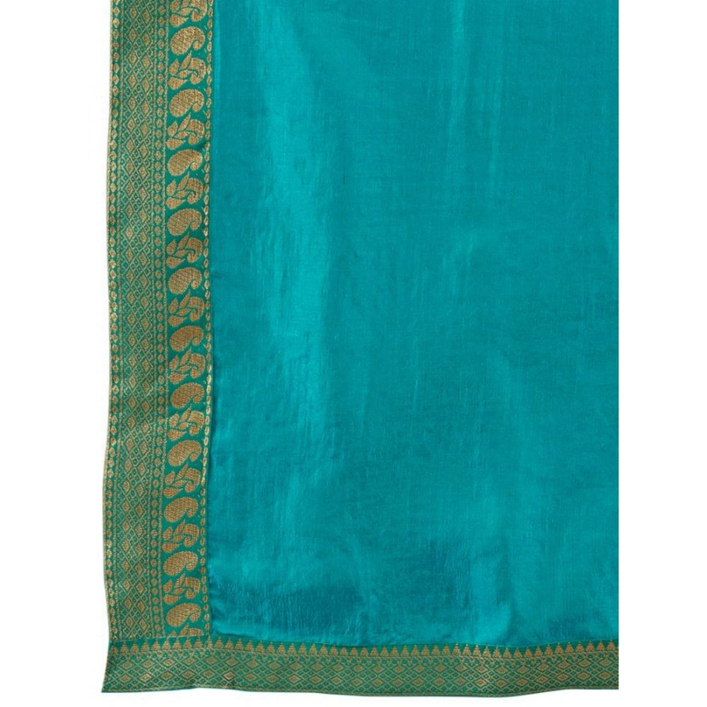 Vichitra Plain Saree With Unstitched Blouse