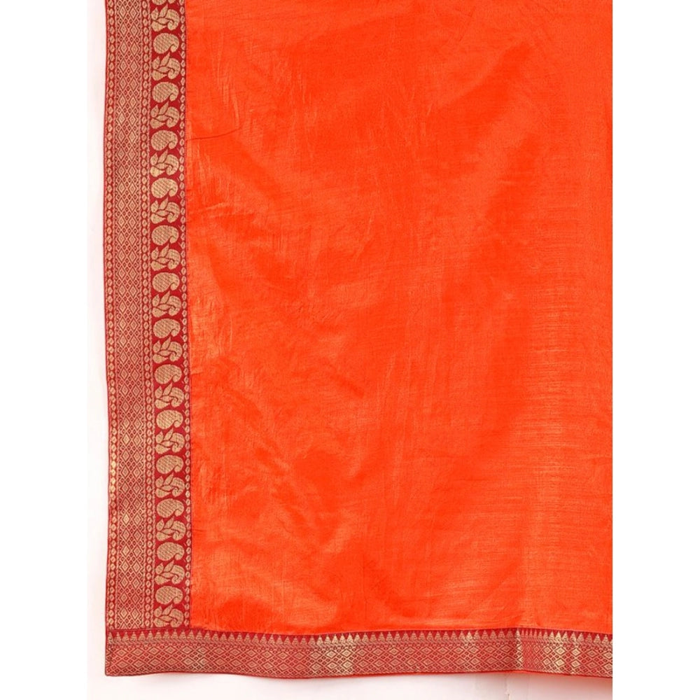 Vichitra Plain Saree With Unstitched Blouse