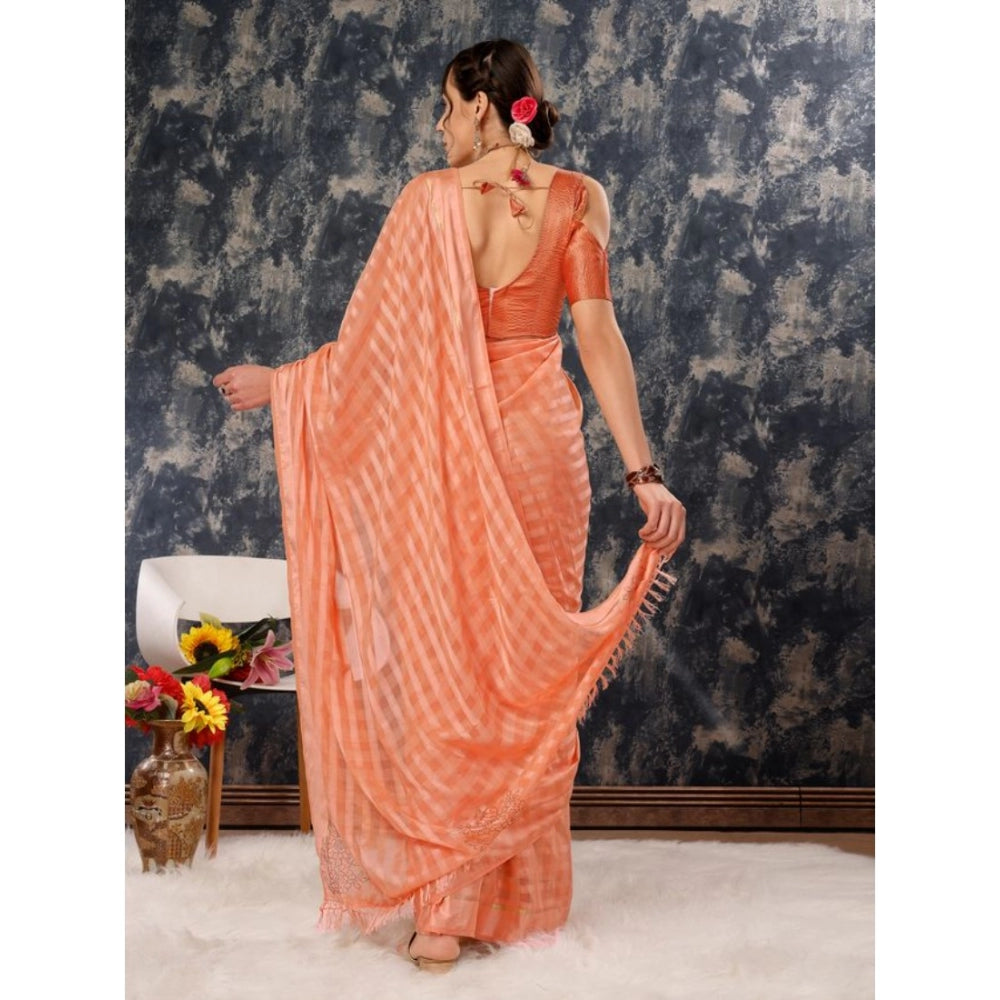 Chiffon Fabric Line Saree With Unstitched Blouse