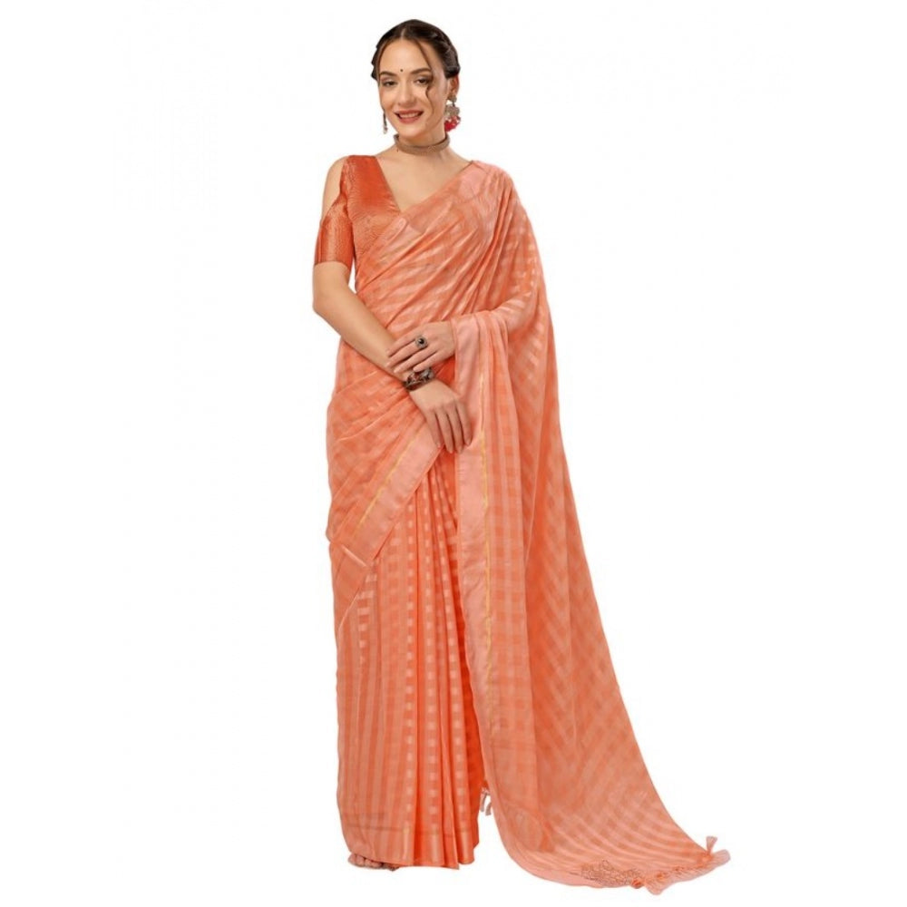 Chiffon Fabric Line Saree With Unstitched Blouse