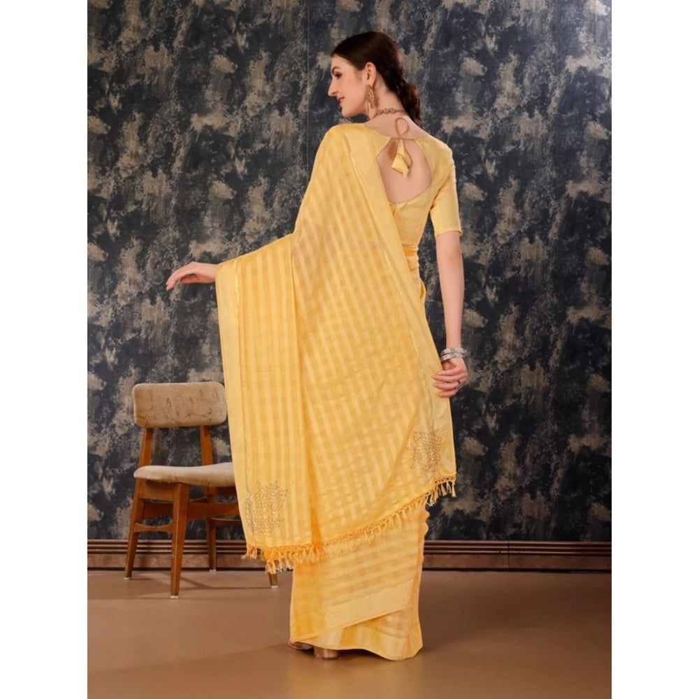 Chiffon Fabric Line Saree With Unstitched Blouse