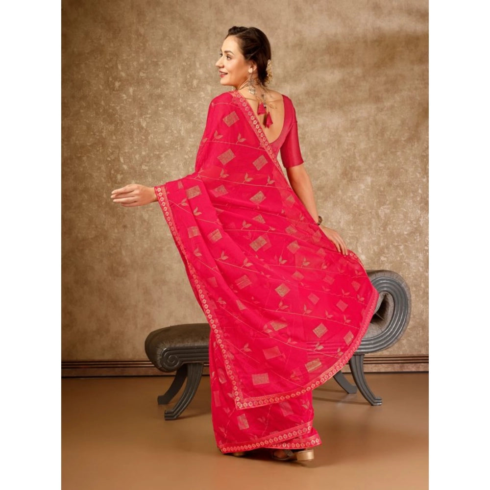 Zomto Patta Chiffon Saree With Unstitched Blouse