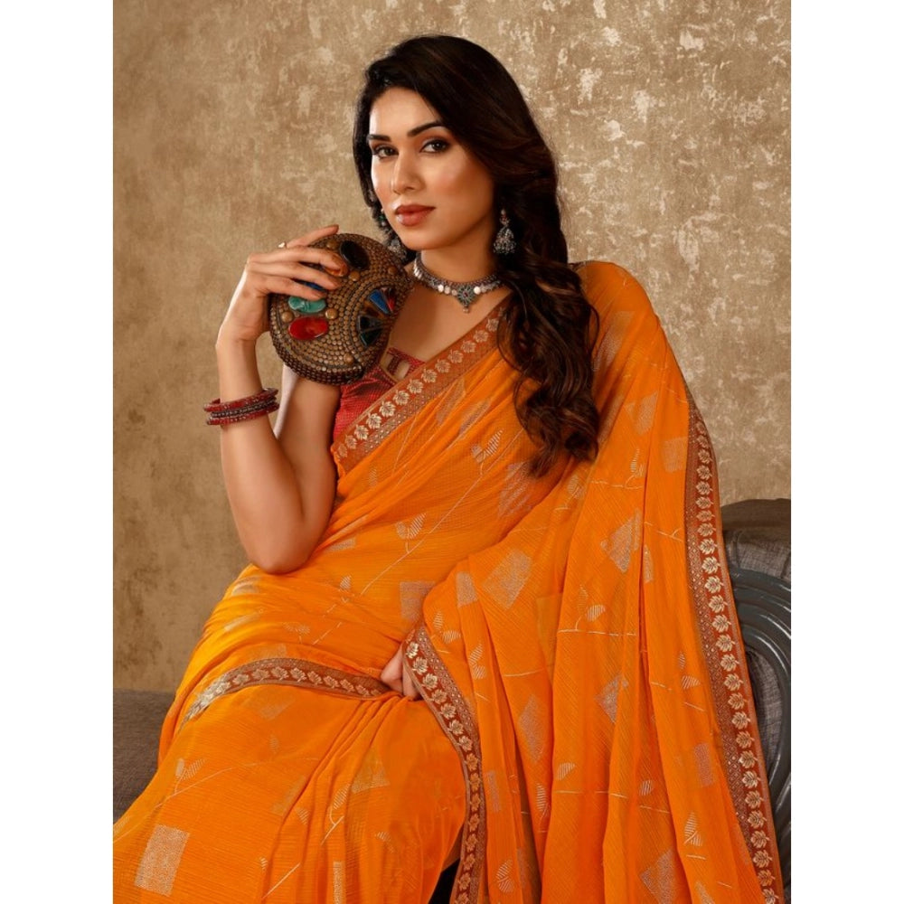 Zomto Patta Chiffon Saree With Unstitched Blouse