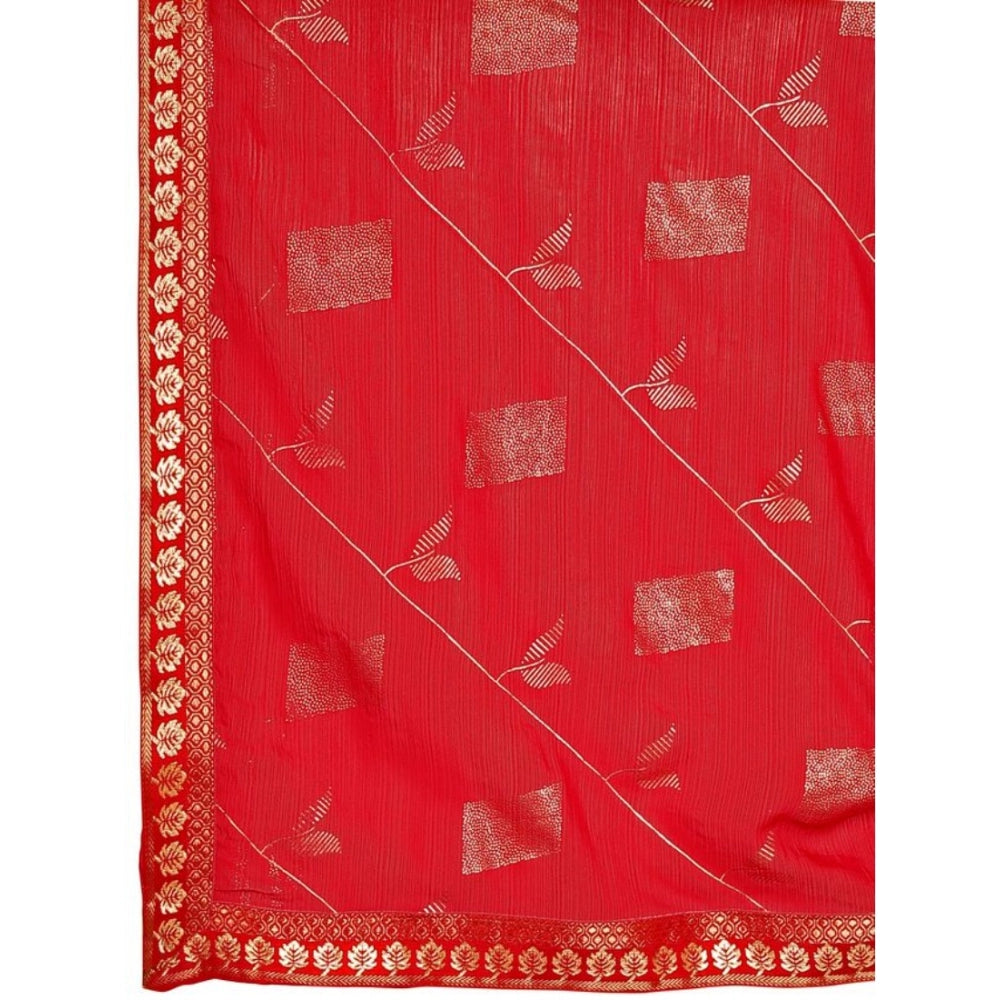 Zomto Patta Chiffon Saree With Unstitched Blouse