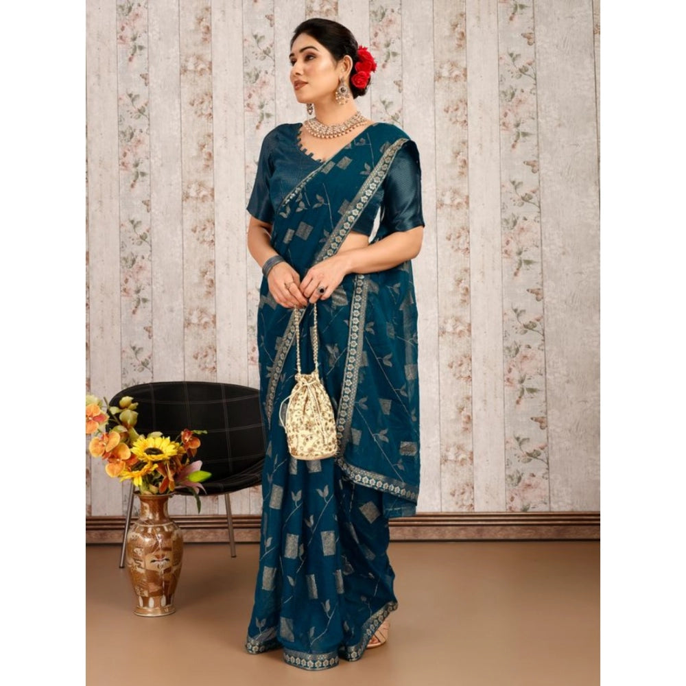 Zomto Patta Chiffon Saree With Unstitched Blouse