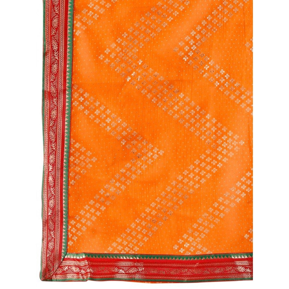 Zomto Zig Zag Saree With Unstitched Blouse