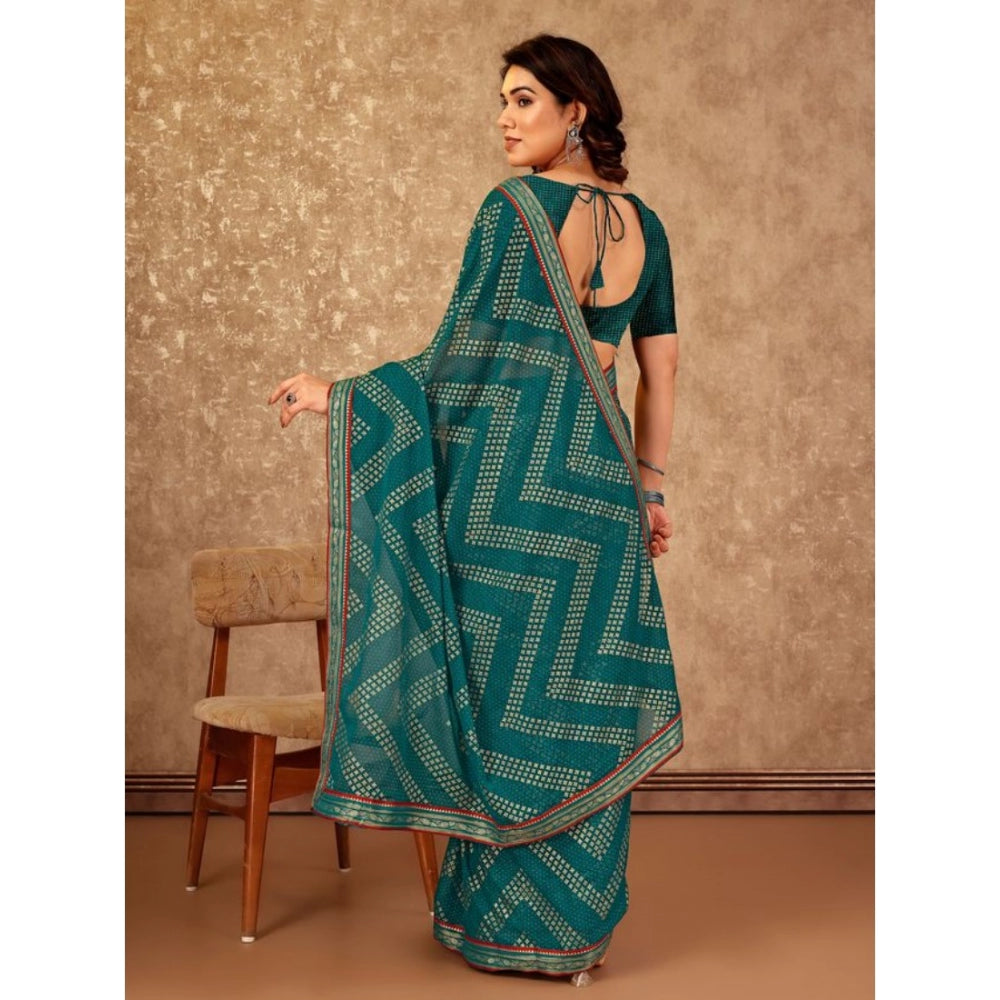 Zomto Zig Zag Saree With Unstitched Blouse