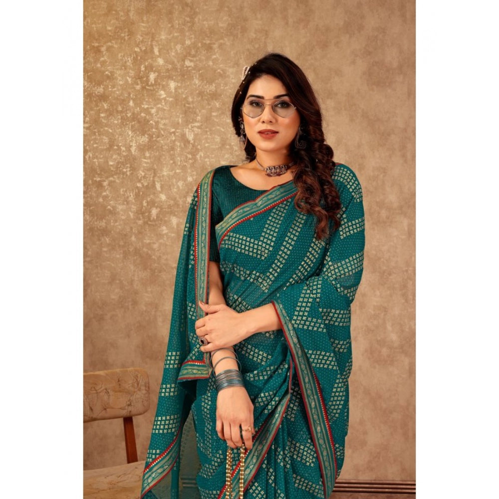 Zomto Zig Zag Saree With Unstitched Blouse