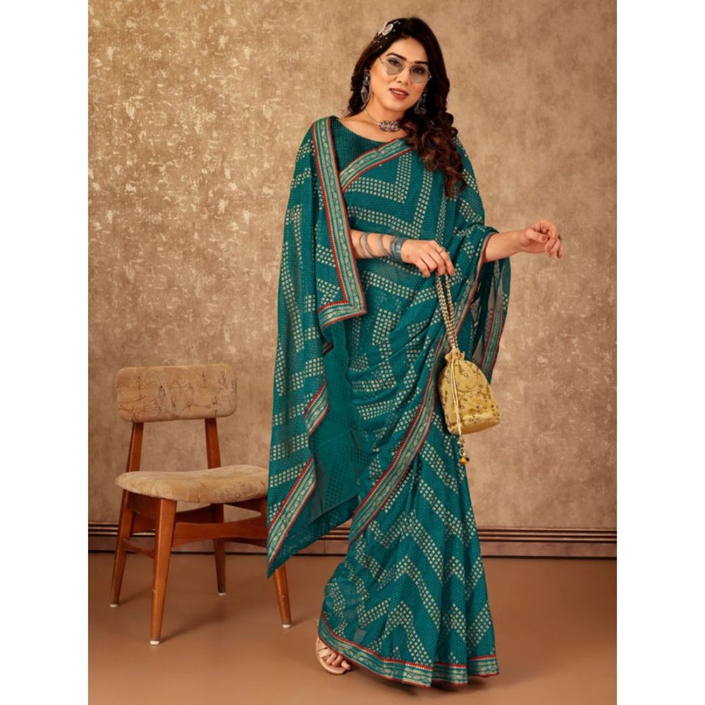 Zomto Zig Zag Saree With Unstitched Blouse