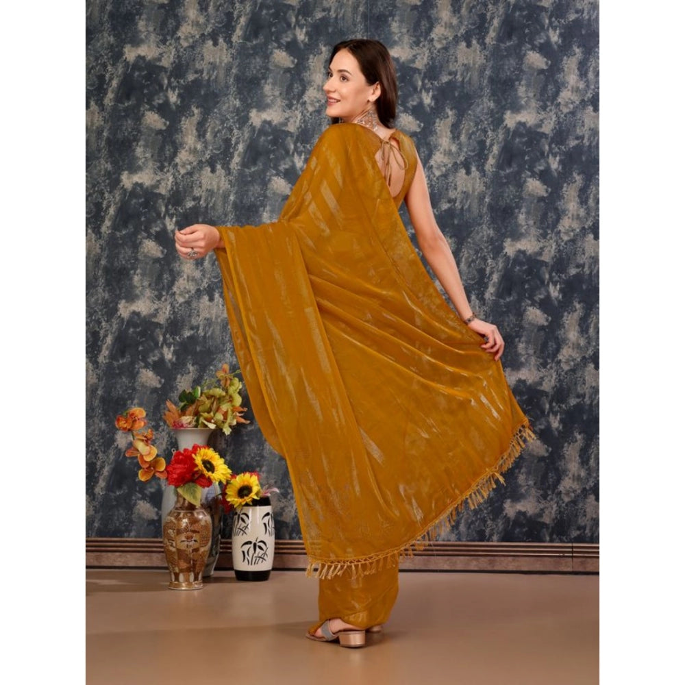 Chiffon Fabric Line Saree With Unstitched Blouse