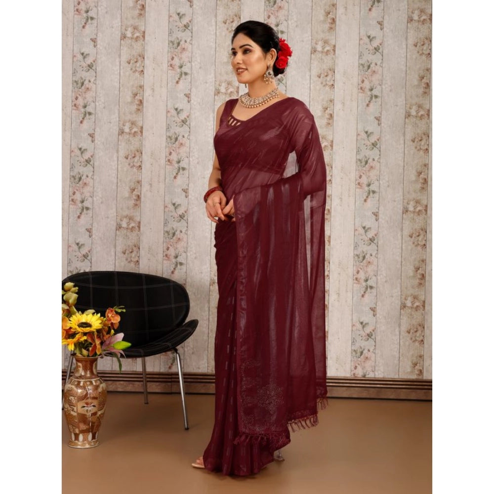 Chiffon Fabric Line Saree With Unstitched Blouse