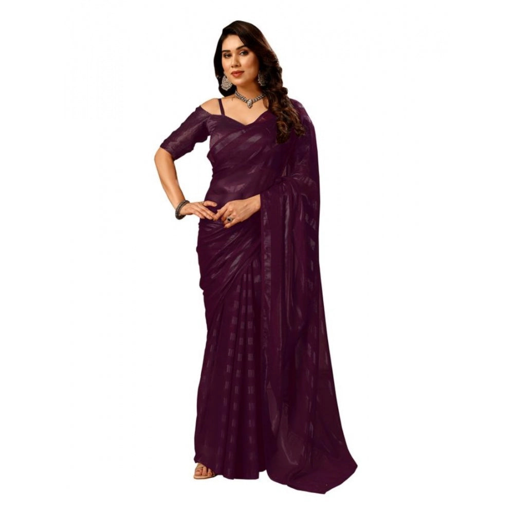 Chiffon Fabric Line Saree With Unstitched Blouse