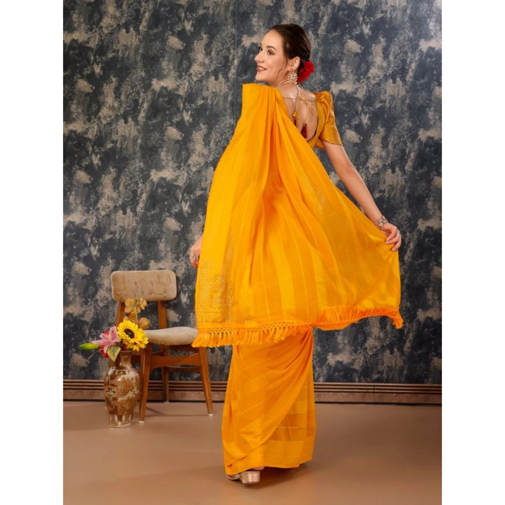 Chiffon Fabric Line Saree With Unstitched Blouse