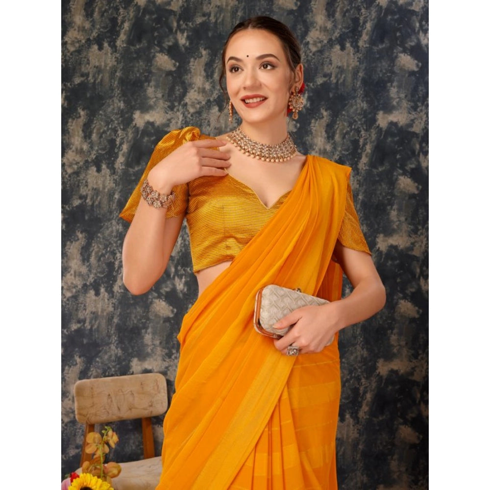 Chiffon Fabric Line Saree With Unstitched Blouse